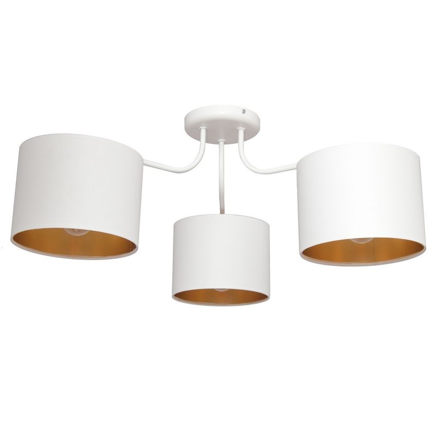Helam Alba Multi Arm Semi Flush Ceiling Light White, Gold 65cm