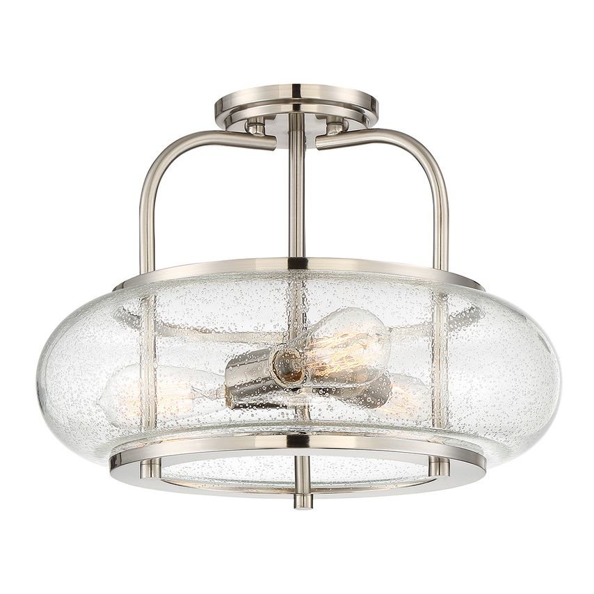 Elstead Lighting Trilogy 3 Light Semi-Flush Mount, Brushed Nickel, E27