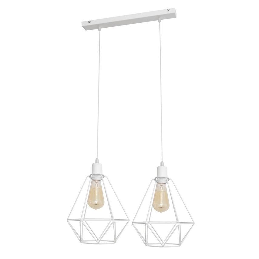 Helam Karo Straight Bar Pendant Ceiling Light White 50cm