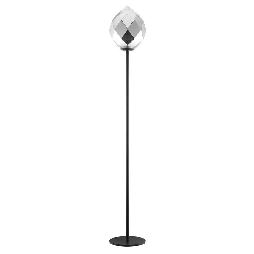 IMPEX Zoe 1 Light Floor Lamp Chrome Glass Black