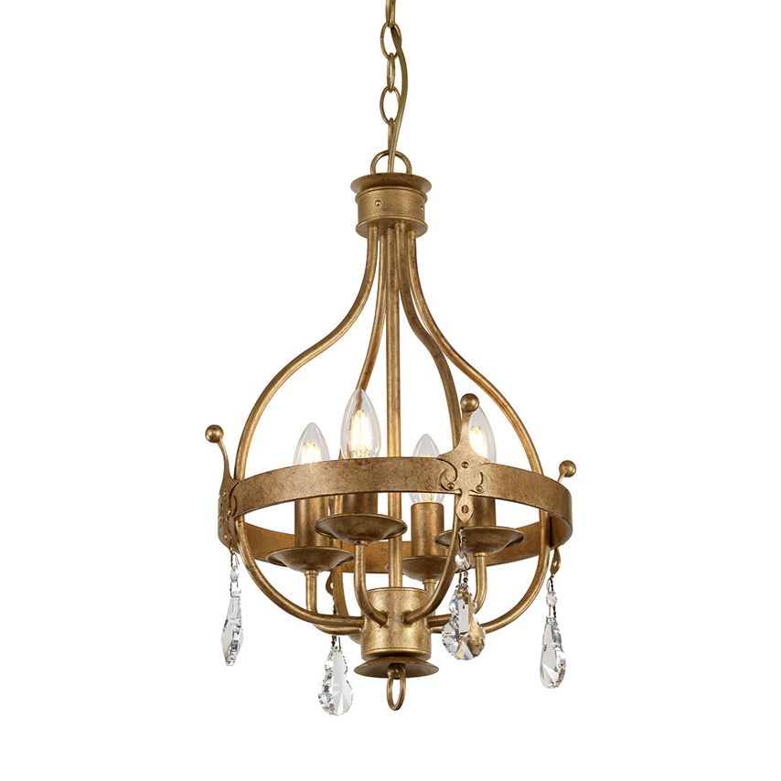 Elstead Lighting Windsor 4 Light Cage Pendant - Gold Patina, E14