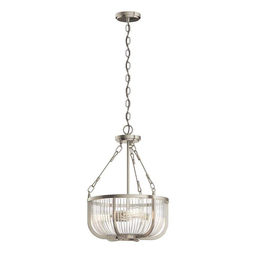 Elstead Quintiesse Kichler Roux Cylindrical Pendant Ceiling Light Brushed Nickel