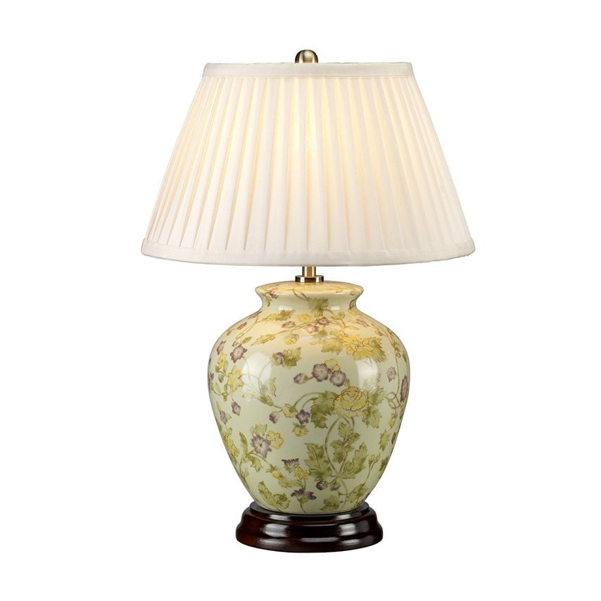 Elstead Lighting Yellow Flowers Floor Lamp with Tapered Shade Yellow and Purple