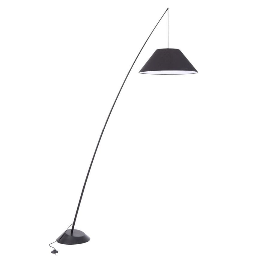 Maytoni Campanula Table & Floor Arc Floor Lamp Black, Fabric Shade
