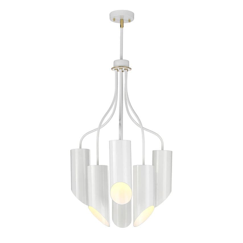 Elstead Lighting Quinto 6 Light Multi Arm Ceiling Pendant White Aged Brass, E27