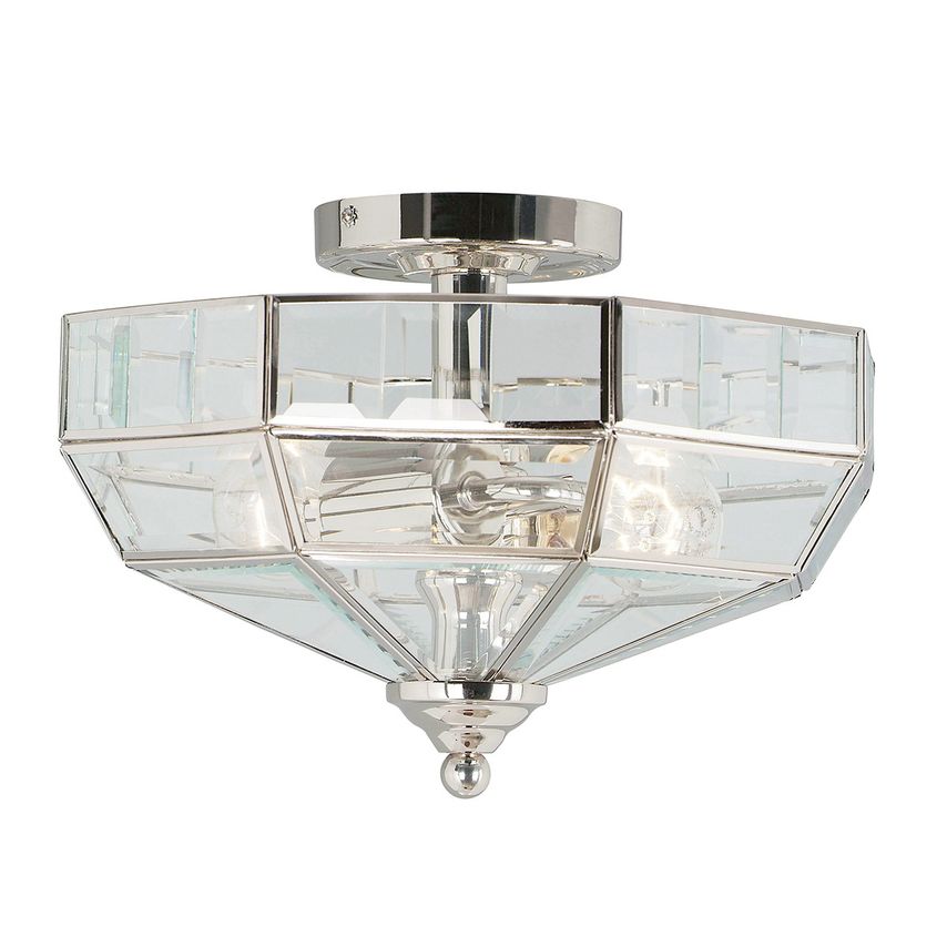 Elstead Lighting Old Park 2 Light Semi Flush Ceiling Light Polished Nickel, E27