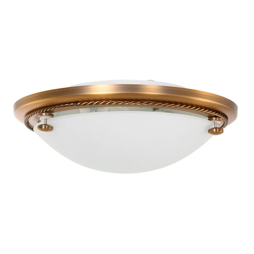 Sienna Ceiling and Wall Bowl Semi Flush Ceiling Light Bronze Brushed, Glass Matt
