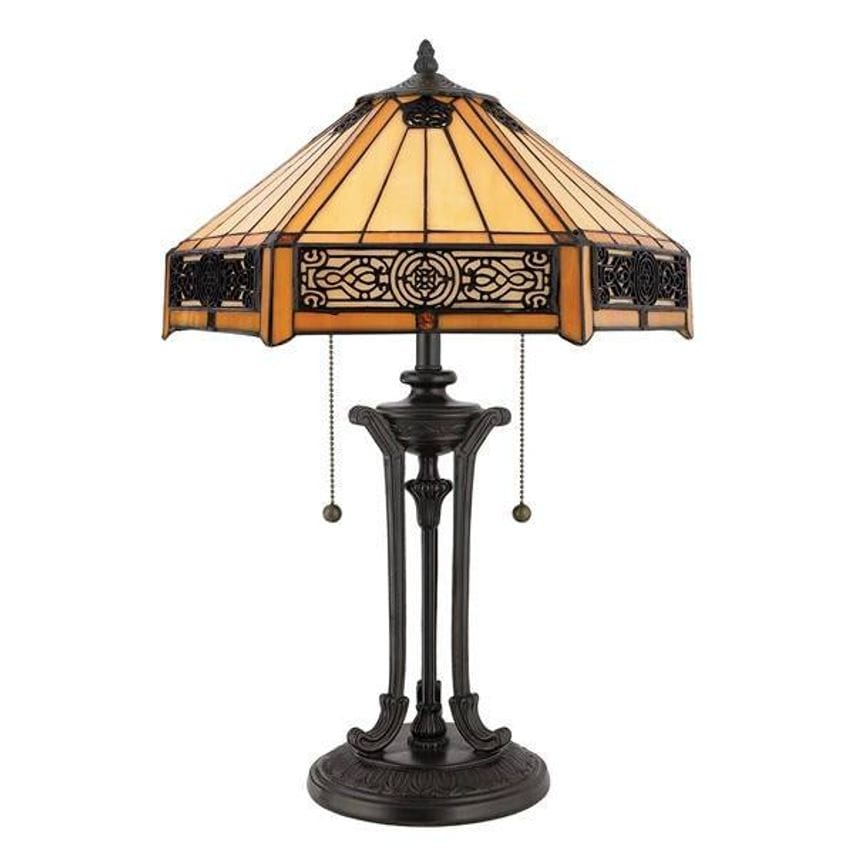 Elstead Lighting Indus 2 Light Tiffany Table Lamp Vintage Bronze, E27