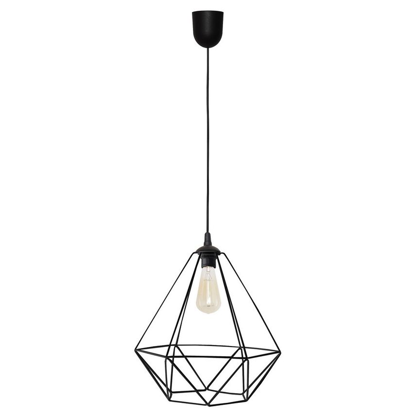 Helam Karo Wire Frame Pendant Ceiling Light Black 35cm - W-Km 1322/1 Bk+ Scw-P