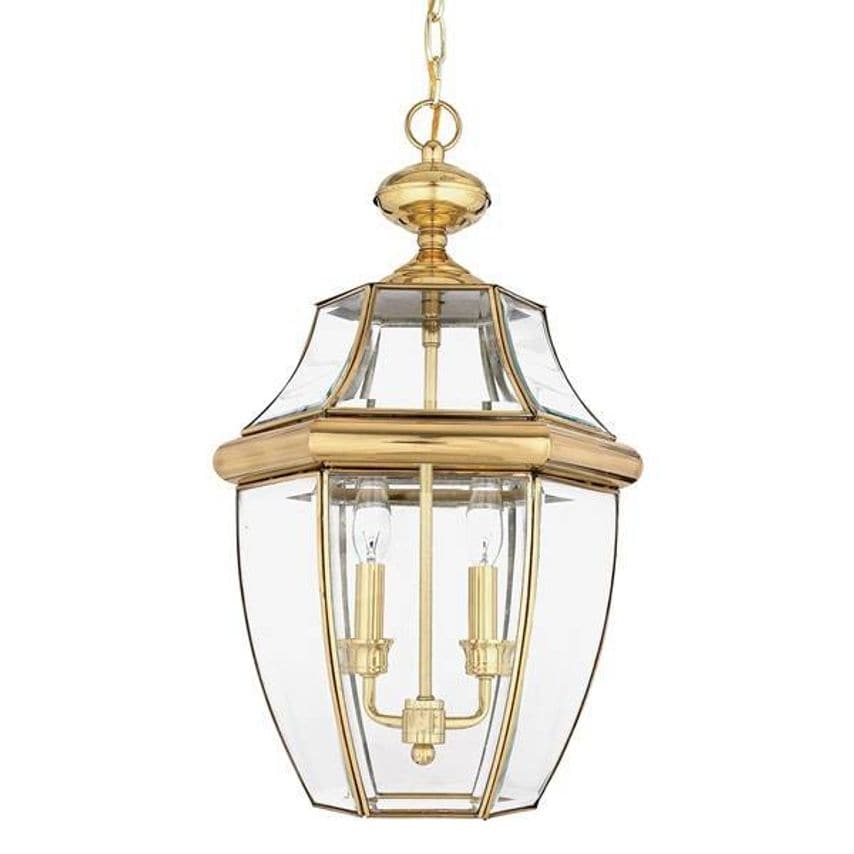 Elstead Lighting Newbury 2 Light Large Outdoor Ceiling Chain Lantern Polished Br