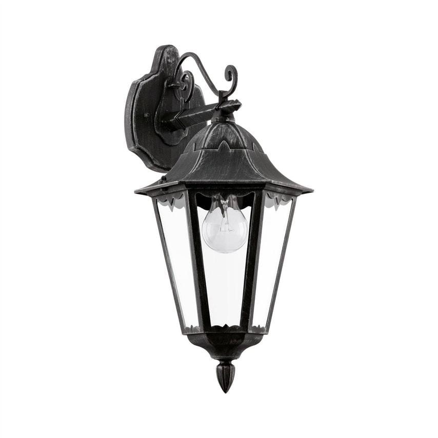Eglo Lighting Navedo 1 Light Outdoor Wall Lantern Black, Silver-Patina IP44, E27