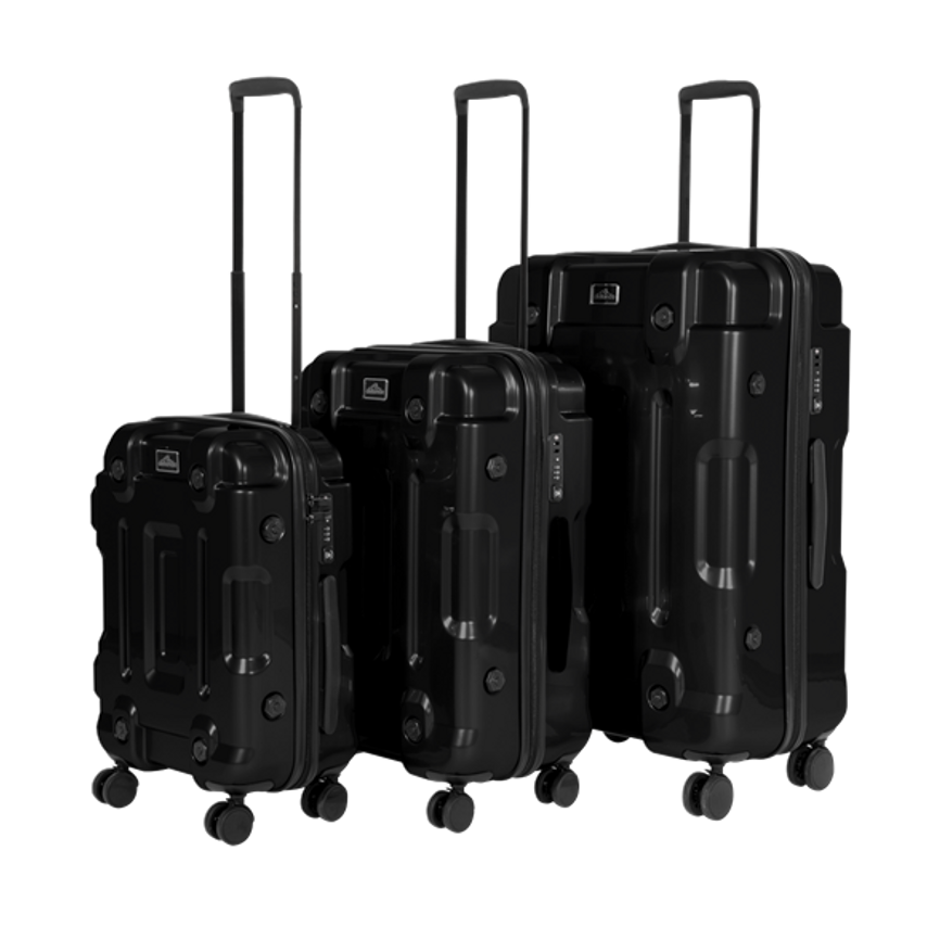 Dellonda 3 Piece Lightweight ABS Luggage Set - 20", 24", 28" - Black - DL10