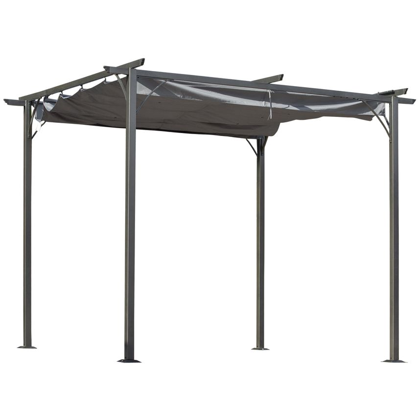 3x3m Steel Pergola Gazebo Porch Awning Retractable Canopy Grape Trellis Grey