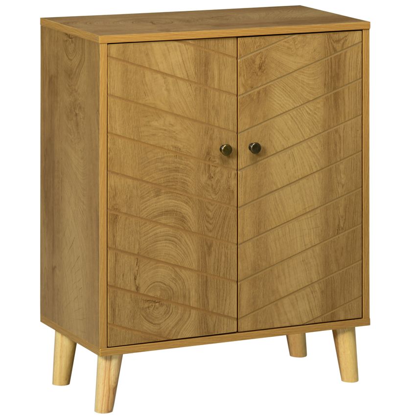 HOMCOM Vintage Storage Cabinet Sideboard Cupboard with Double Doors for Living R