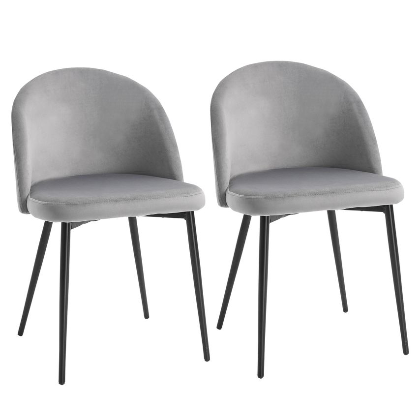 HOMCOM 2 Pieces Modern Upholstered Fabric Bucket Seat Dining Chairs Living Room