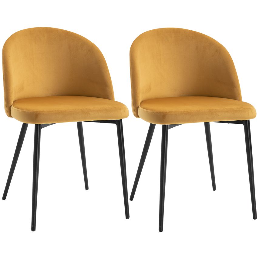 HOMCOM 2 Pieces Modern Upholstered Fabric Bucket Seat Dining Chairs Living Room
