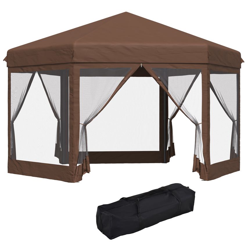 4x4m Garden Gazebo Tent Outdoor Metal Adjustable Sunshade w/Zippered Net