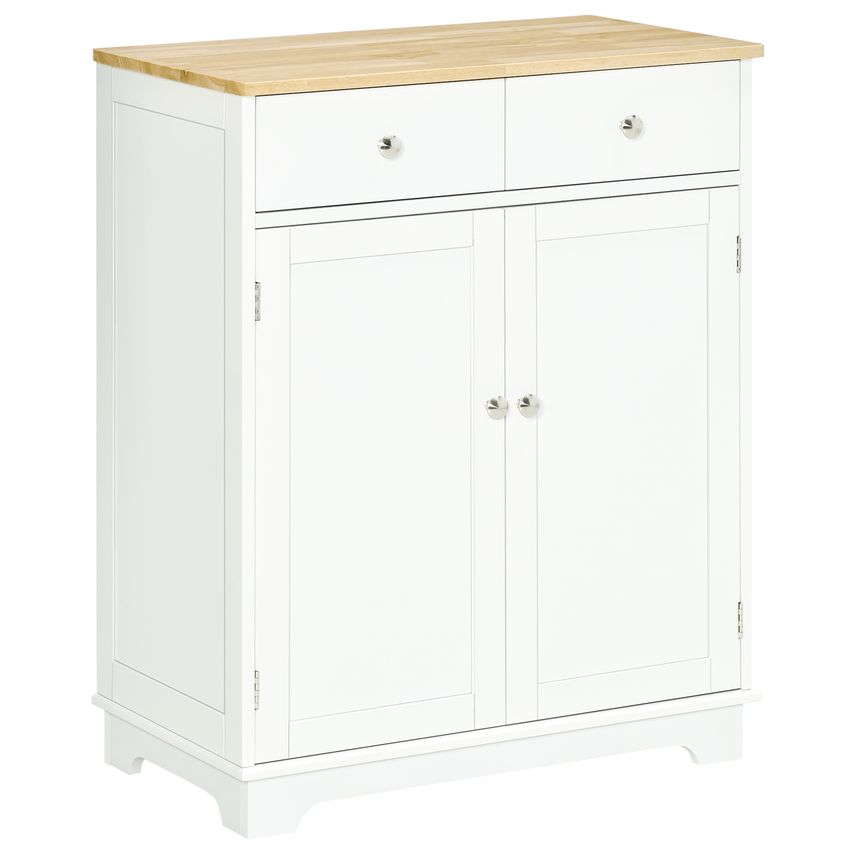 Kitchen Storage Cabinet Cupboard Organiser with Rubberwood Top, Shelf, Drawer