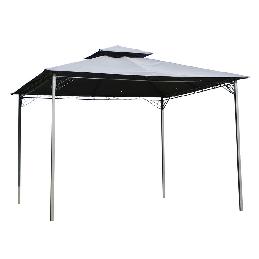 3x3 (M) Outdoor Patio Gazebo Steel Canopy Tent Pavilion 2-Tier Roof Top Grey