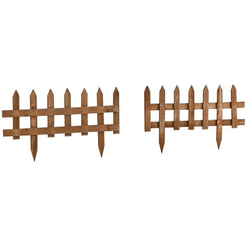 Outsunny Pack of 12 Wooden Border Fences Garden Fixed Picket Fence for Lawn Brow