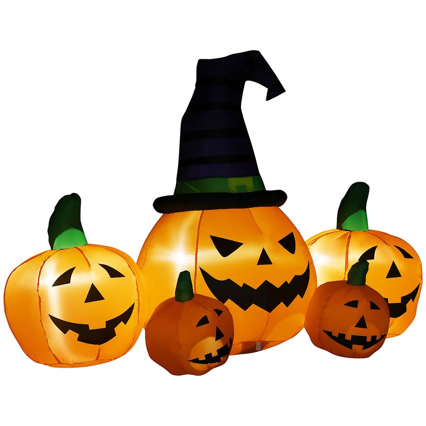 Outsunny 6ft Inflatable Halloween Large Pumpkin In Hat w/Four Small Pumpkin LED