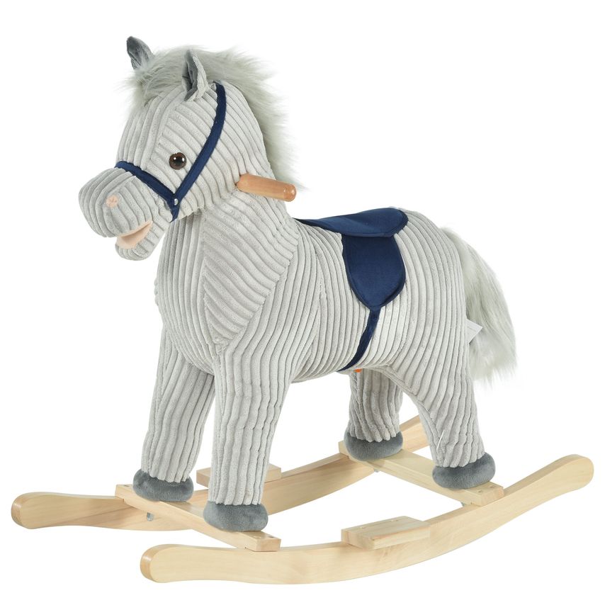 HOMCOM Children's Rocking Horse Ride-On w/Sound Wood Base Handlebars 36-72 Month