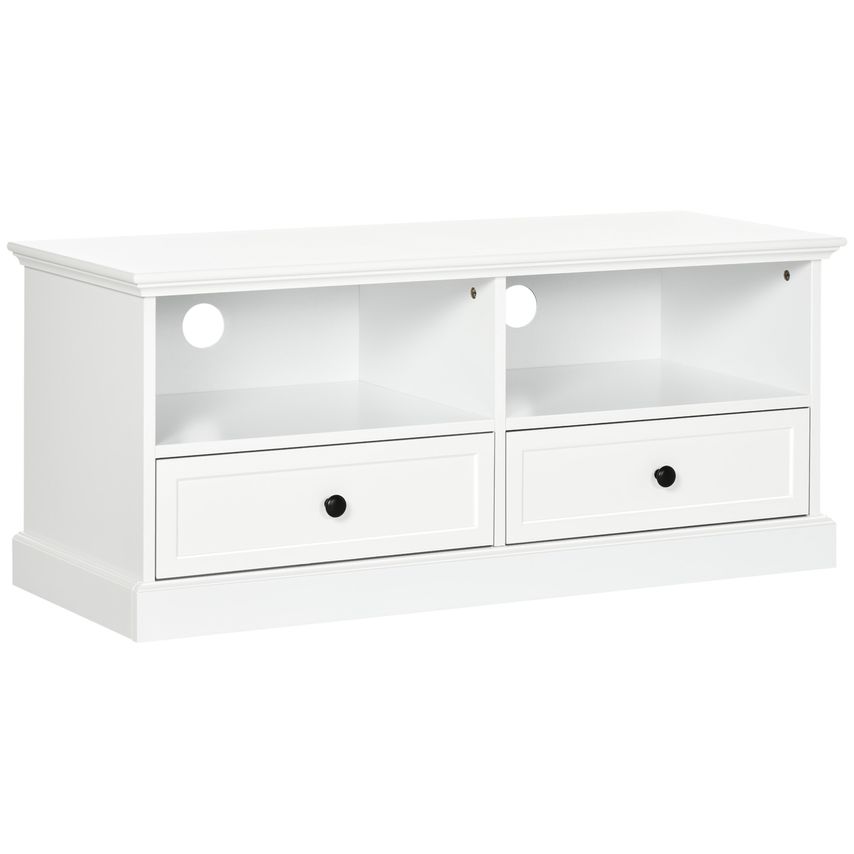 HOMCOM TV Stand Cabinet with Cable Management, Drawer and Shelf for Living Room,