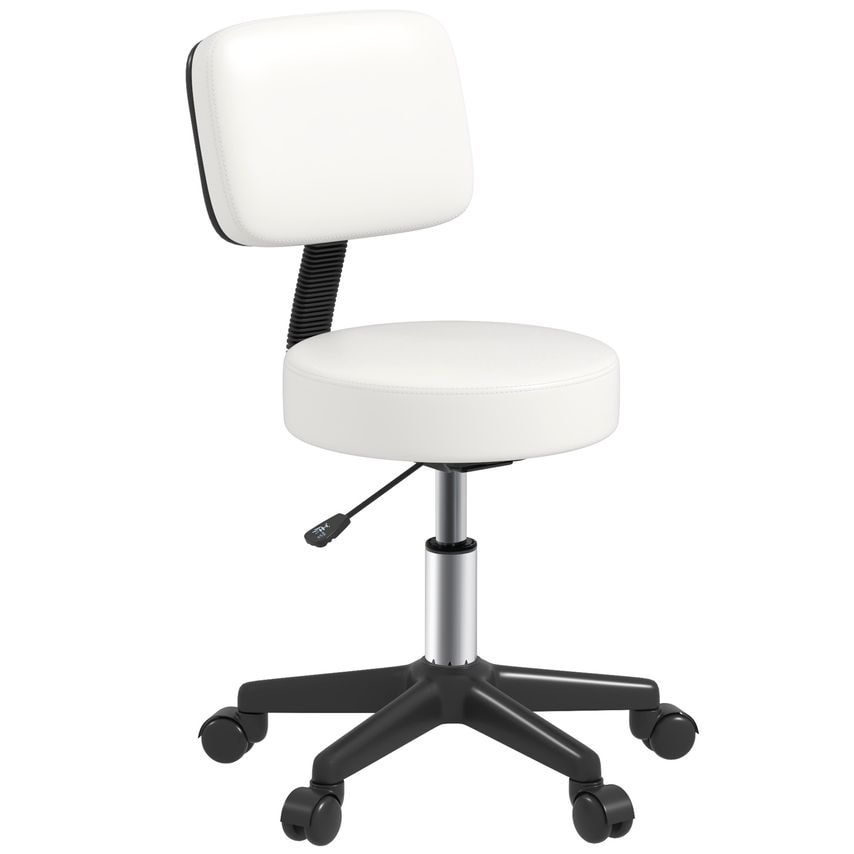 HOMCOM Beautician's Adjustable Swivel Salon Chair w/Padded Seat Back 5 Wheels Wh