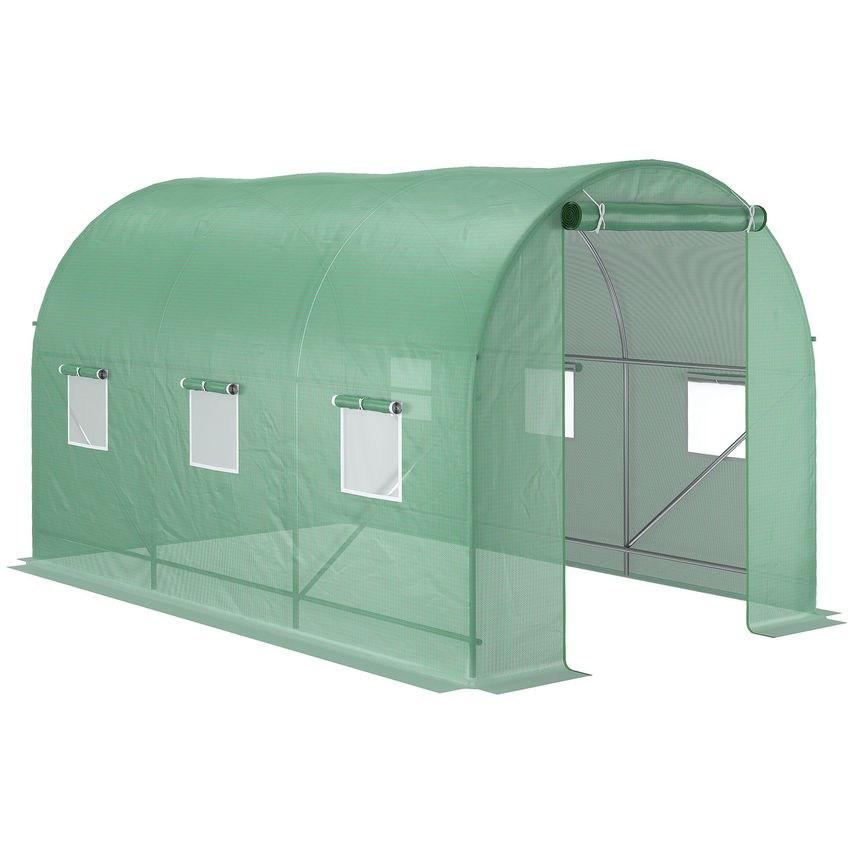 Walk-In Polytunnel Greenhouses with Steel Frame and Roll Up Door