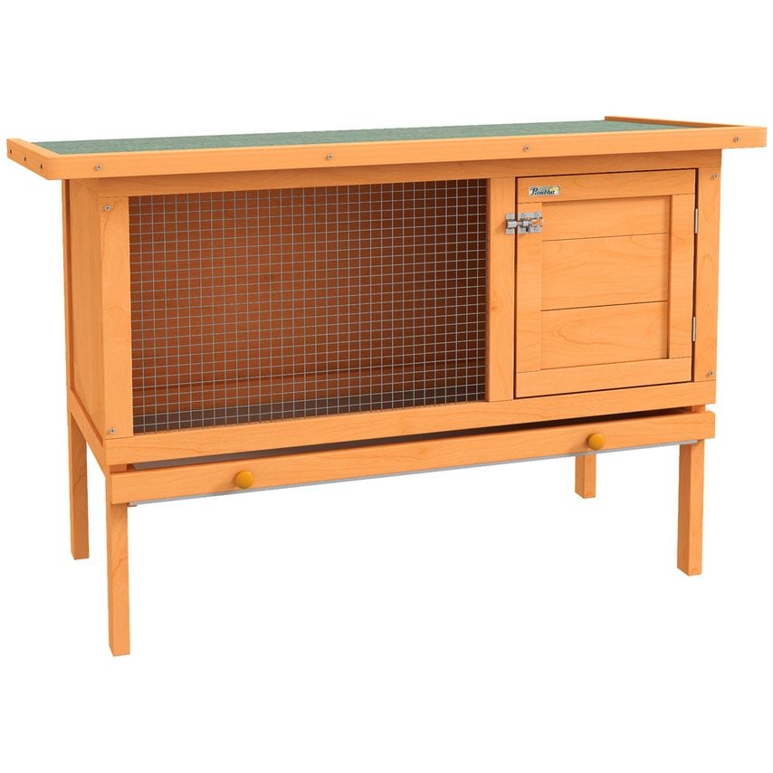 PawHut Rabbit Hutch Bunny Cage Guinea PIG Sliding Tray Elevated House Wood Outdo