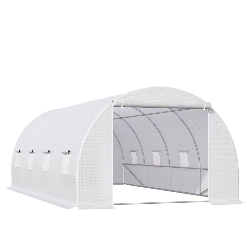 6 X 3 X 2 M Polytunnel Greenhouse Pollytunnel Tent w/Metal Frame White