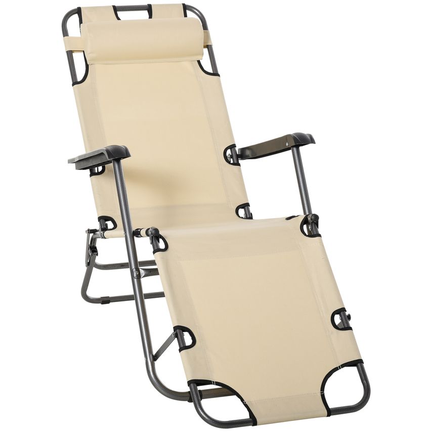 Outsunny Garden Lounge Single Chair Adjustable Recliner Portable Foldable Outdoo