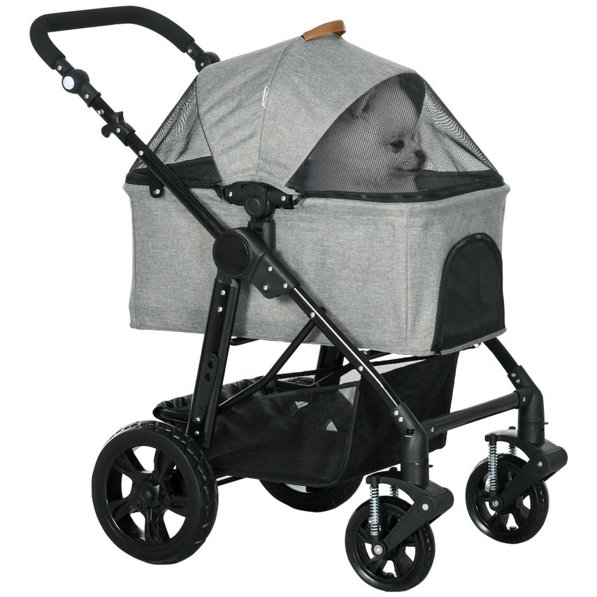 Pet Stroller Foldable Dog Cat Travel Carriage Carrying Bag with Cup Holder