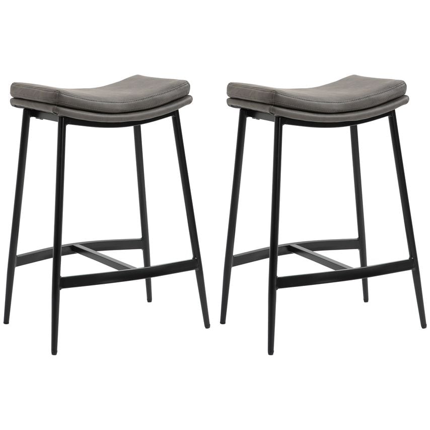 HOMCOM Industrial Bar Stools Set of 2 Kitchen Stools for Dining Room Kitchen Gre