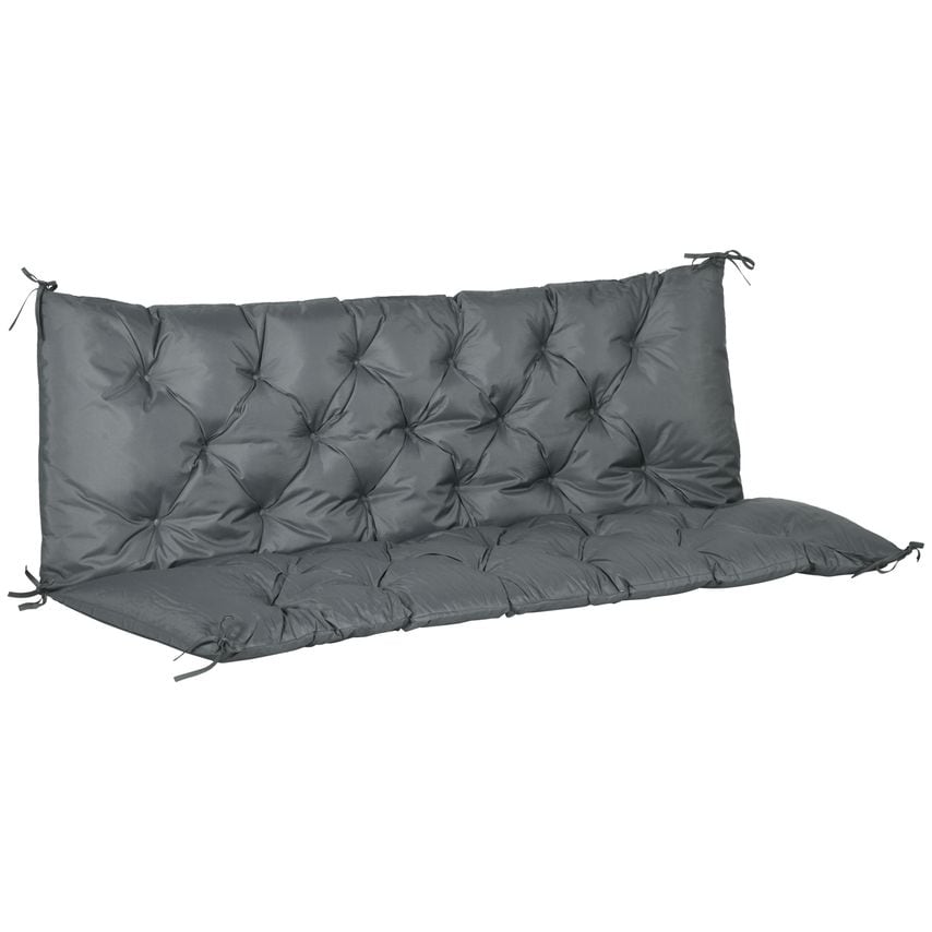 Outsunny 3 Seater Bench Cushion Swing Chair Seat Pad for Indoor Outdoor Use Dark