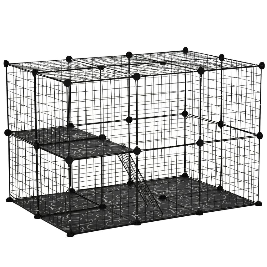 Pet Playpen DIY Small Animal Cage W/Doors Ramps for Kitten Bunny Chinchilla