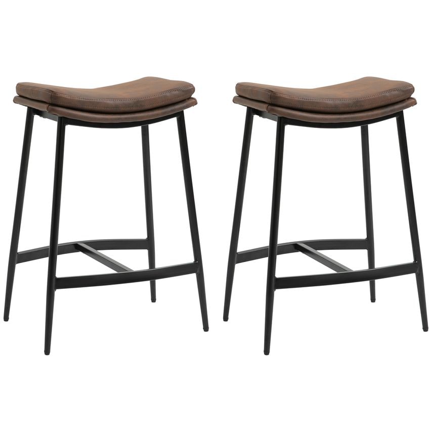 HOMCOM Industrial Bar Stools Set of 2 Kitchen Stools for Dining Room Kitchen Bro