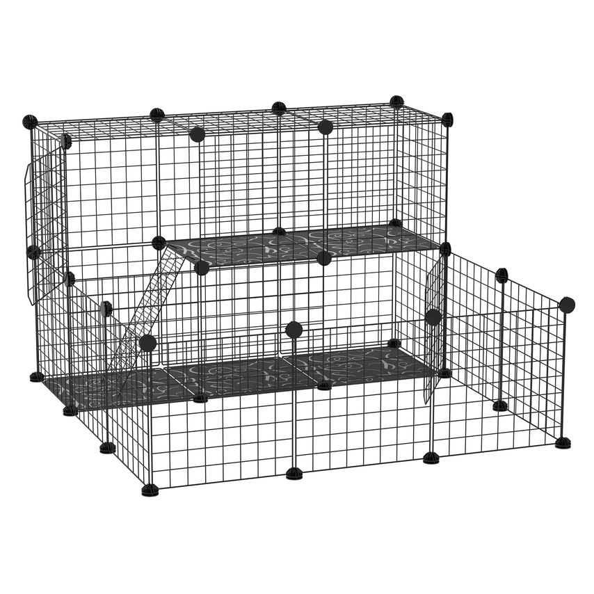 Pet Playpen DIY Small Animal Cage for Rabbit Ferret Chinchilla Guinea PIG Black