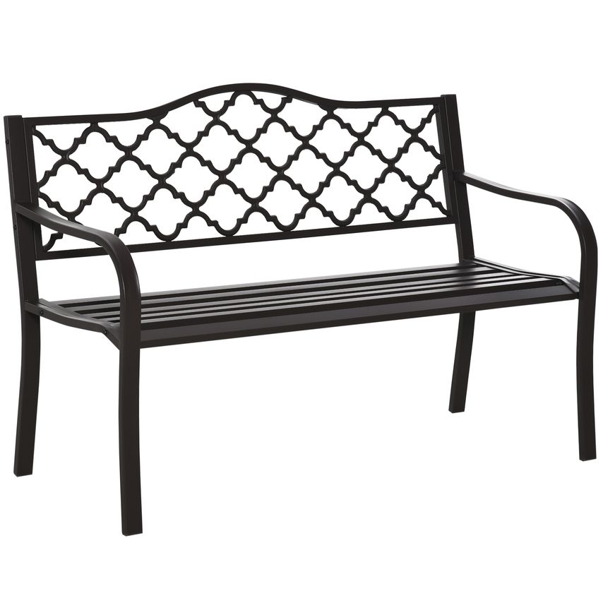 Outsunny Antique Style Outdoor Cast Iron Front Porch Bench Path Chair Seat Outdo