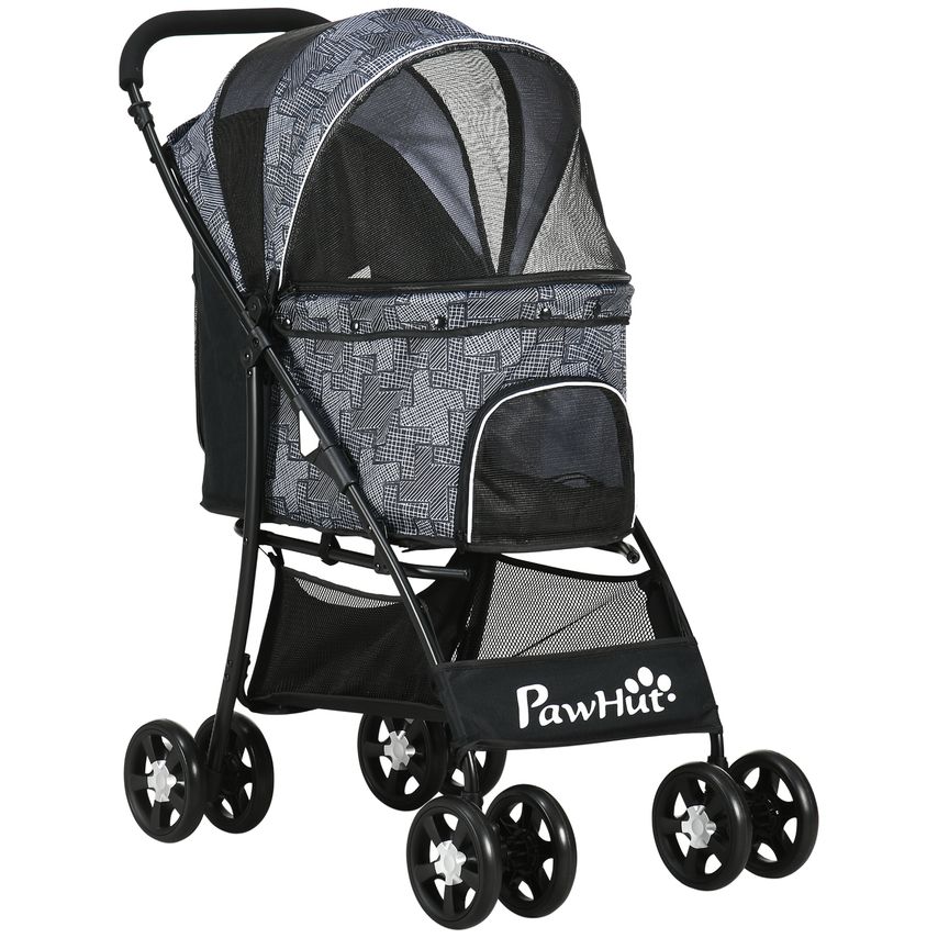 Foldable Pet Strollers with Large Carriage and Universal Wheels