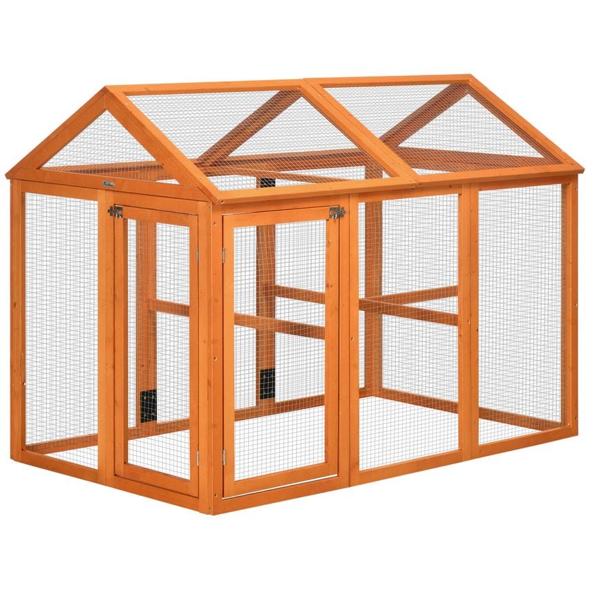 Large Chicken Run, Wooden Chicken Coop W/Combinable Design - Orange