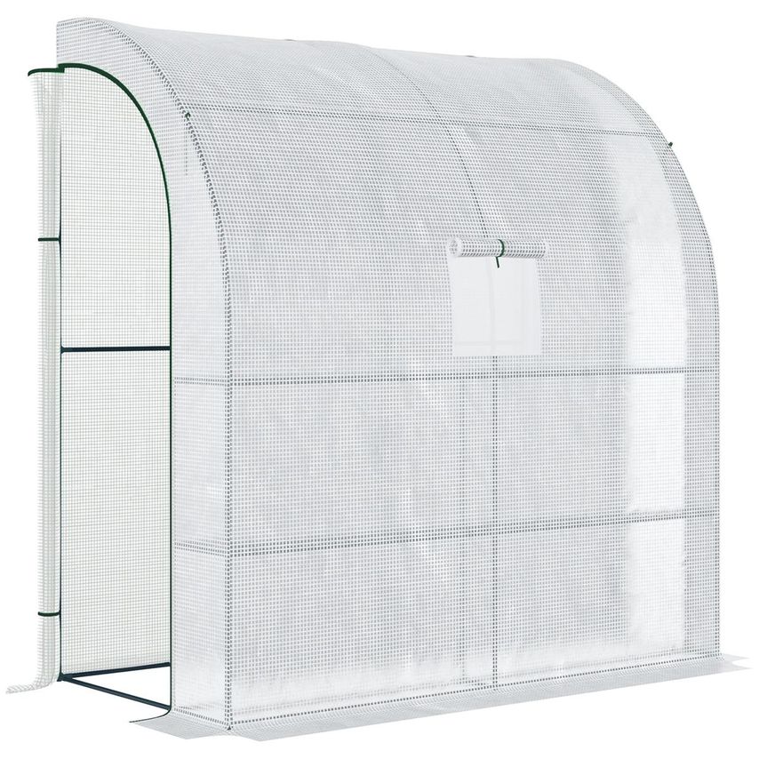 Walk-In Lean to Wall Greenhouses with Window, Door and Shelf