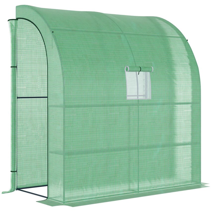 Walk-In Lean to Wall Greenhouses with Window, Door and Shelf