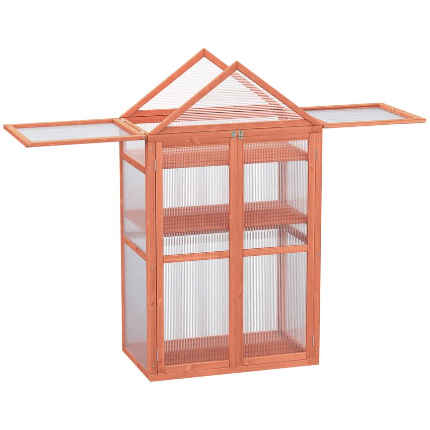 Outsunny 80 X 47 X 138 cm Wooden Cold Frame Greenhouse for Plants Vegetables Flo