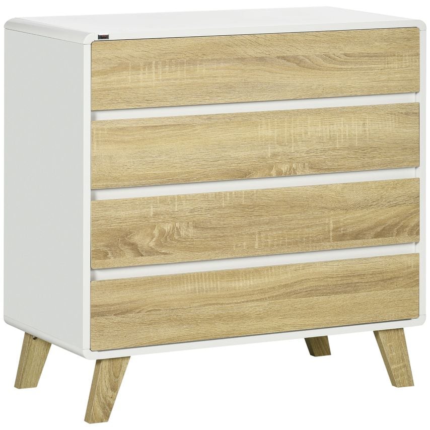 HOMCOM Chest of Drawers 4-Drawer Dresser Storage Chest with Legs Bedroom, Living