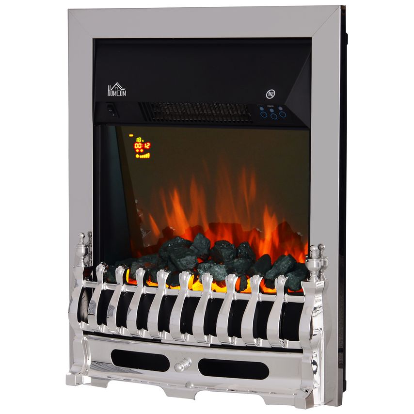 HOMCOM Modern Electric Fireplace 1 & 2KW LED Fire Place Effect Heater Fire Flame