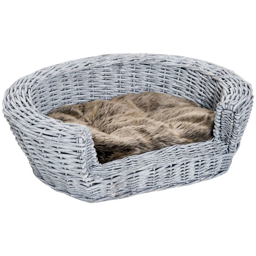 Elevated Pet Sofa Bed Dog Cat Basket Couch Rasied Wicker Willow Rattan W/Cushion