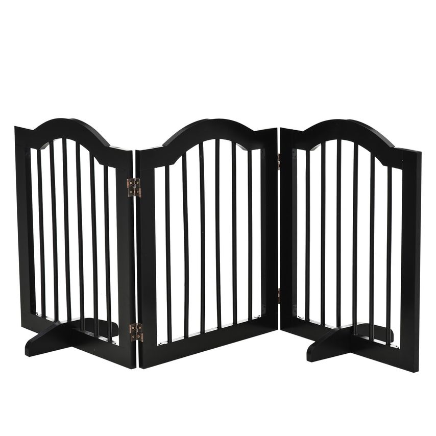 3 Panel Freestanding Dog Gate with Support Feet - Wood