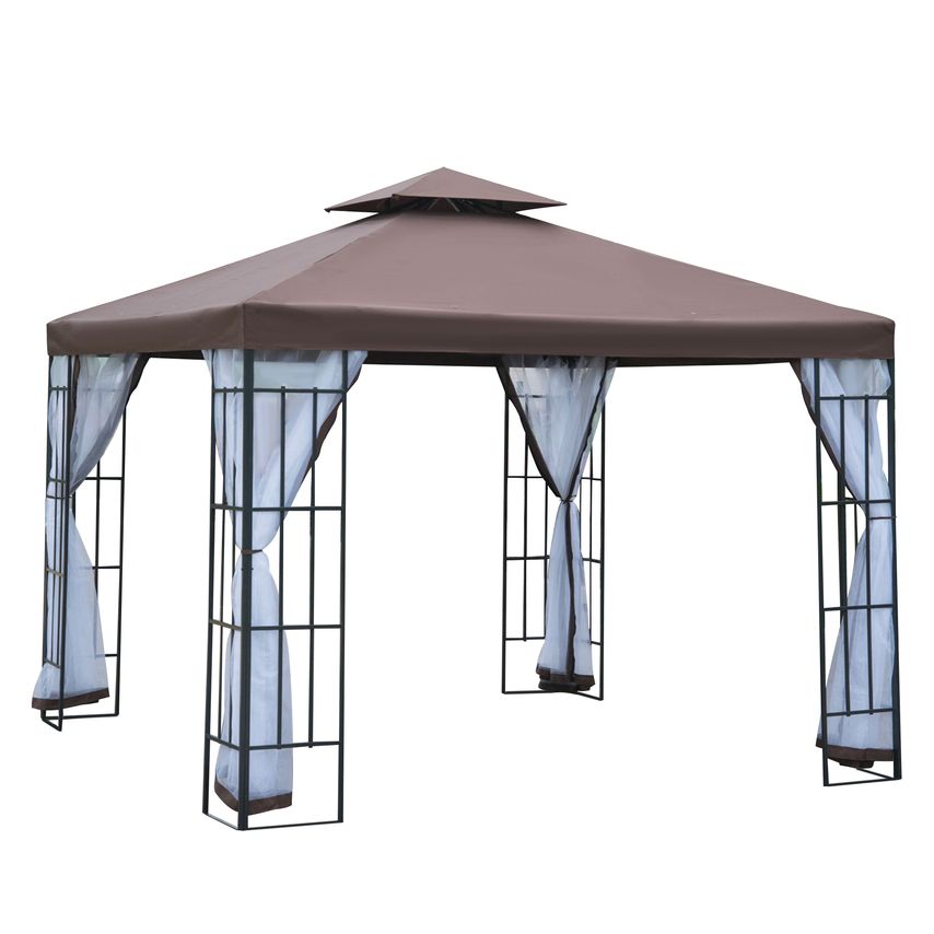 Outsunny 3 X 3 (M) Patio Gazebo Canopy Garden Pavilion w/Double Roof and Netting
