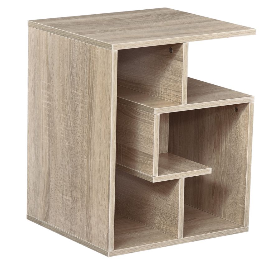 HOMCOM 3-Tier Side End Table Open Shelves Storage Coffee Book Magazine Desk Shel
